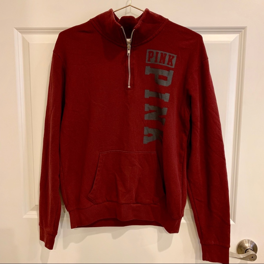 PINK Victoria Secret XS Maroon Half Zip Hoodie